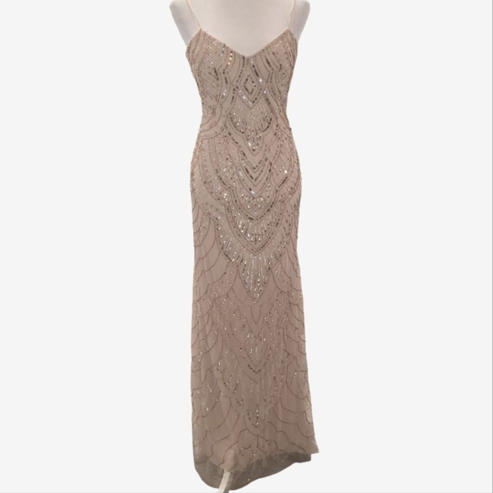 Jump Apparel Sequin Spagettu Strap Evening Gown - Picture 2 of 13